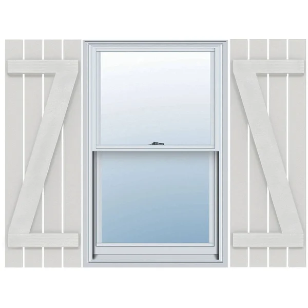 Ekena Millwork FBS06Z23X096RUF 23x22W x 96x22H Rustic Four Board Spaced Board-n-Batten Faux Wood Shutters w/Z-Board (Per Pair)