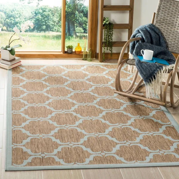 Safavieh Cy6009-232 Courtyard Beige, Brown Indoor, Outdoor Rug - 8& x 11&